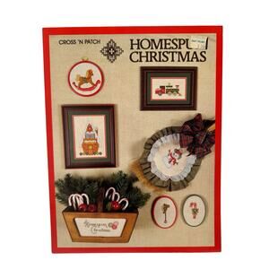 Vintage Homespun Christmas Cross Stitch Pattern Instruction Pamphlet ‘84 Holiday